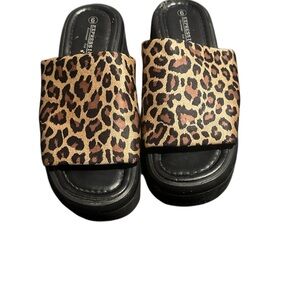 Leopard Print Slide Sandals